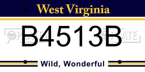 B4513B West Virginia License Plate