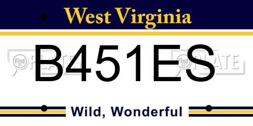 B451ES West Virginia License Plate