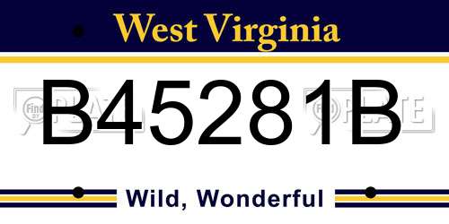 B45281B West Virginia License Plate