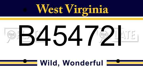 B45472I West Virginia License Plate