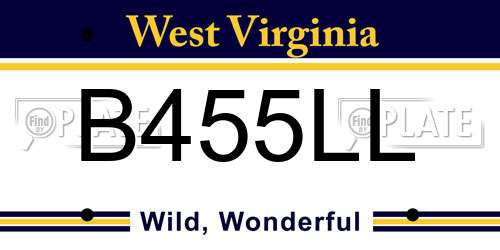 B455LL West Virginia License Plate