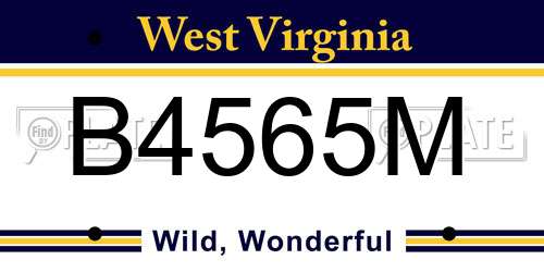 B4565M West Virginia License Plate