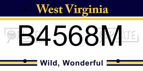 B4568M West Virginia License Plate