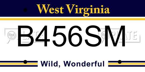 B456SM West Virginia License Plate