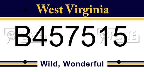 B457515 West Virginia License Plate