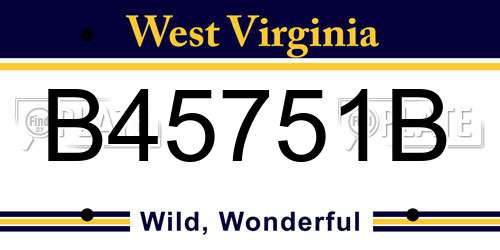 B45751B West Virginia License Plate