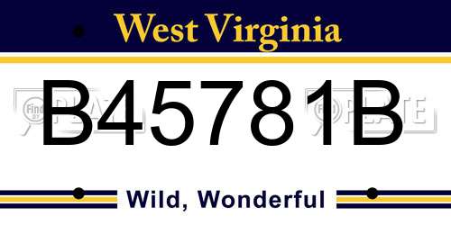 B45781B West Virginia License Plate