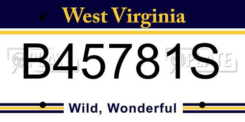 B45781S West Virginia License Plate