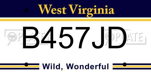 B457JD West Virginia License Plate