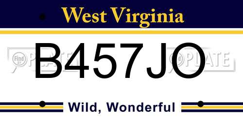 B457JO West Virginia License Plate