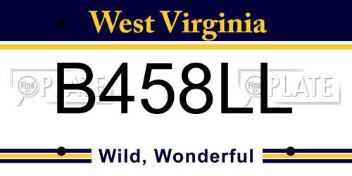B458LL West Virginia License Plate