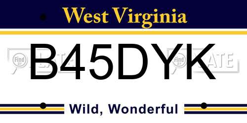 B45DYK West Virginia License Plate
