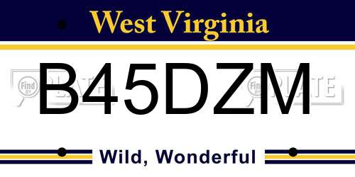 B45DZM West Virginia License Plate