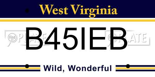 B45IEB West Virginia License Plate