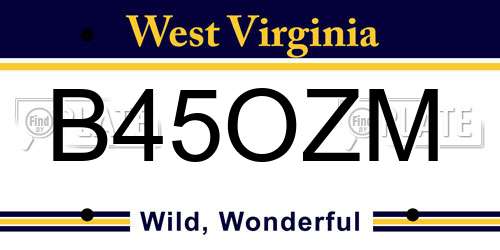 B45OZM West Virginia License Plate