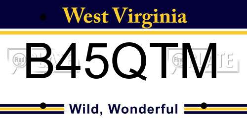 B45QTM West Virginia License Plate