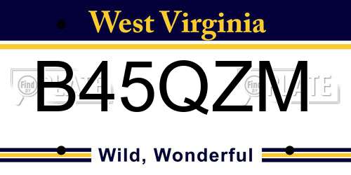 B45QZM West Virginia License Plate