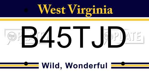 B45TJD West Virginia License Plate