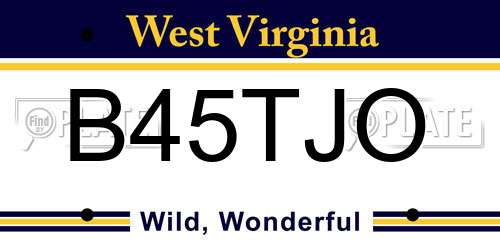 B45TJO West Virginia License Plate