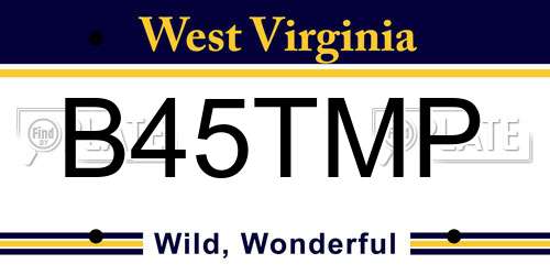 B45TMP West Virginia License Plate