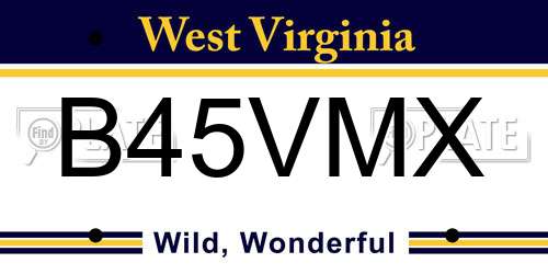 B45VMX West Virginia License Plate