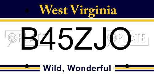 B45ZJO West Virginia License Plate