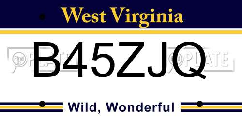 B45ZJQ West Virginia License Plate