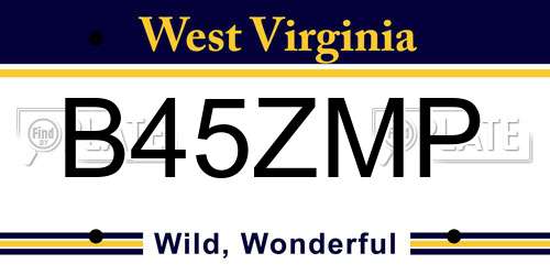 B45ZMP West Virginia License Plate