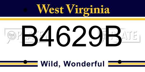 B4629B West Virginia License Plate