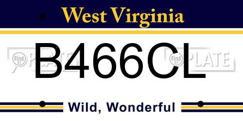 B466CL West Virginia License Plate