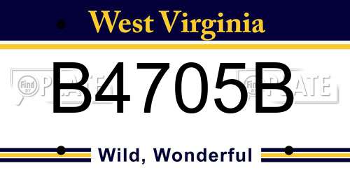B4705B West Virginia License Plate