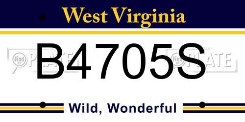 B4705S West Virginia License Plate