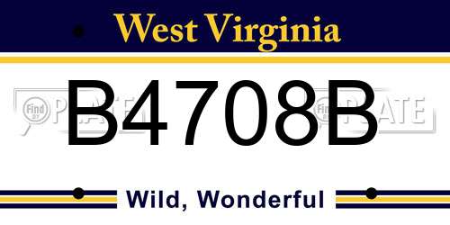 B4708B West Virginia License Plate