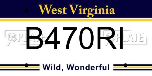 B470RI West Virginia License Plate