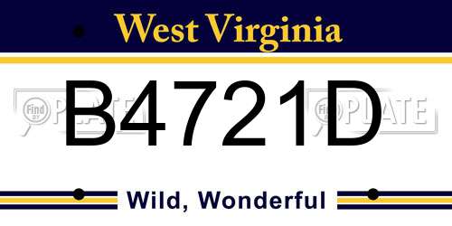 B4721D West Virginia License Plate