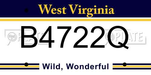 B4722Q West Virginia License Plate