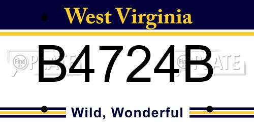 B4724B West Virginia License Plate