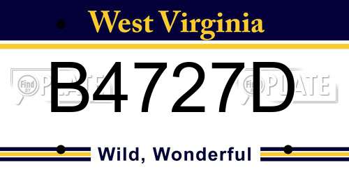 B4727D West Virginia License Plate