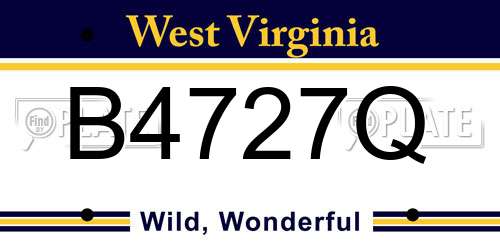 B4727Q West Virginia License Plate