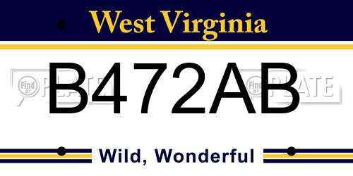 B472AB West Virginia License Plate