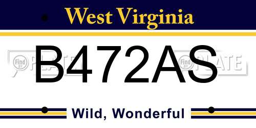 B472AS West Virginia License Plate