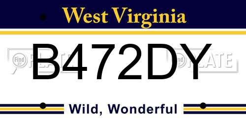B472DY West Virginia License Plate