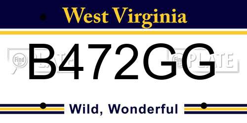 B472GG West Virginia License Plate