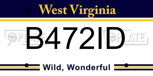 B472ID West Virginia License Plate