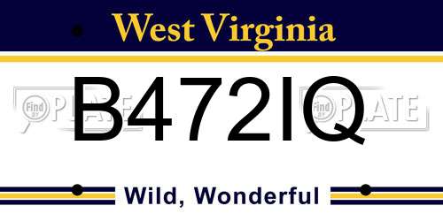 B472IQ West Virginia License Plate