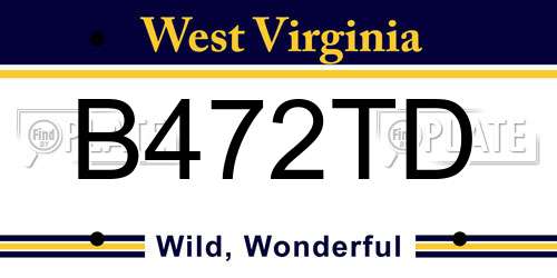 B472TD West Virginia License Plate