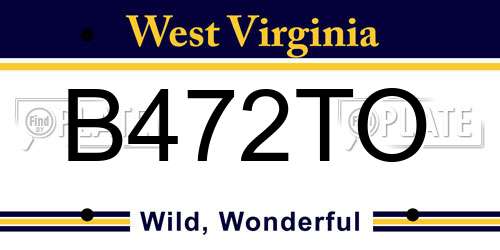 B472TO West Virginia License Plate