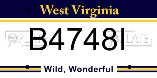B4748I West Virginia License Plate