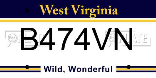 B474VN West Virginia License Plate