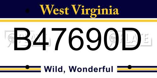 B47690D West Virginia License Plate